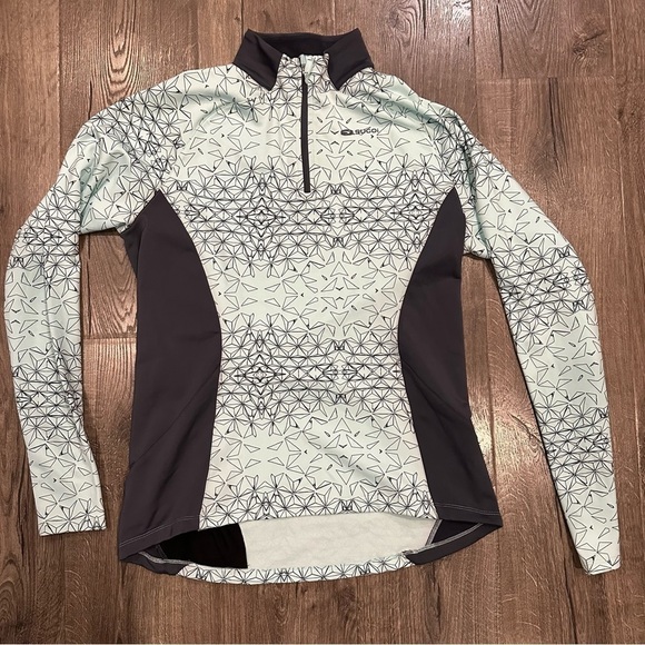 Sugoi Women’s Large Cycling Fleece Top Long Sleeve Aqua Midzero 1/4 Zip EUC - Picture 11 of 11